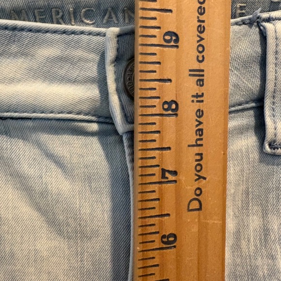 American Eagle Hi-Rise Jegging Light Acid Wash Ne(X)t Level Stretch Raw Hem 8 - Picture 12 of 16